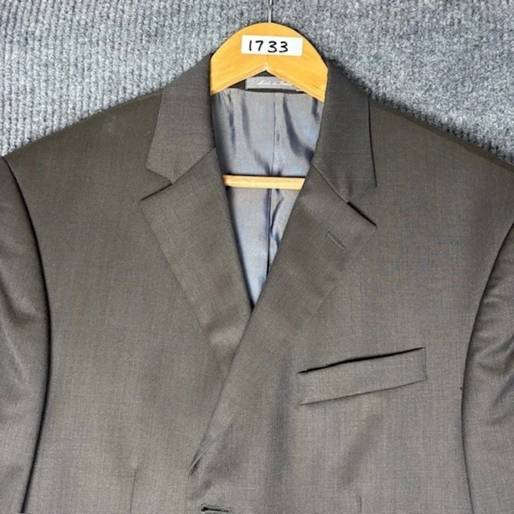 Oscar de‎ la Renta Profile Men's Charcoal brown Wool Silk Suit Jacket Blazer 42L